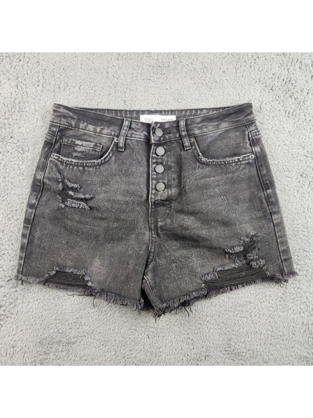Y2K YMI Jeans USA Womens 7/28 Denim Cut Off Mom Shorts High Waist Button Stretch